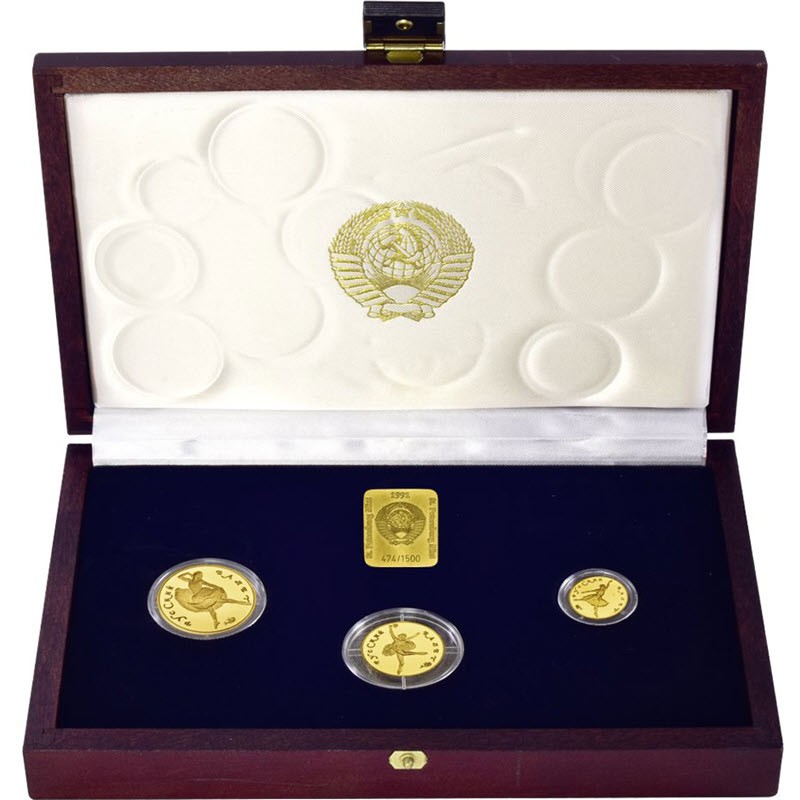 Набор из 3-х золотых монет CCCР 