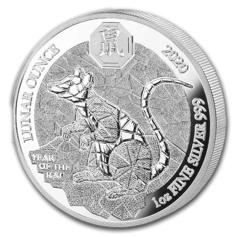 Серебряная монета Руанды «Год Крысы» 2020 г.в., 31.1 г чистого серебра (проба 0.999)
