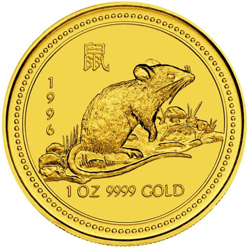 Комиссия: Золотая инвестиционная монета Австралии из серии Лунар I «Год Крысы (Мыши)» 1996 г.в., 31.1 г чистого золота (проба 0,9999)