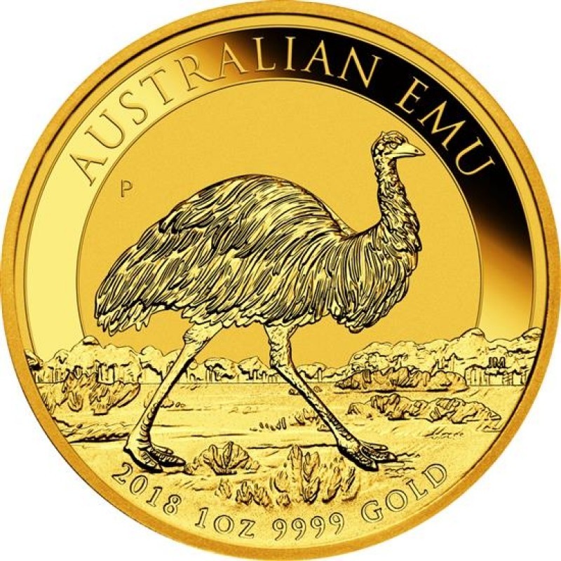 Комиссия: Золотая инвестиционная монета Австралии «Страус Эму» 2018 г.в., 31.1 г чистого золота (проба 0.9999)