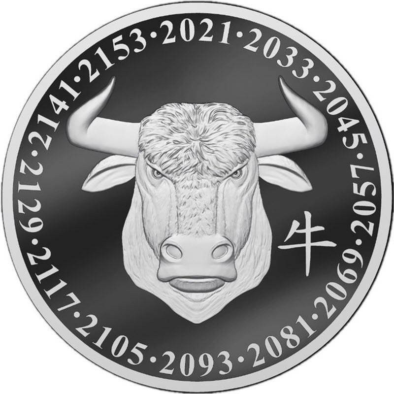 Серебряный жетон "Год Быка. Родео"(Тип 2) 2021 г.в., 31.1 г чистого серебра (проба 0,9999)