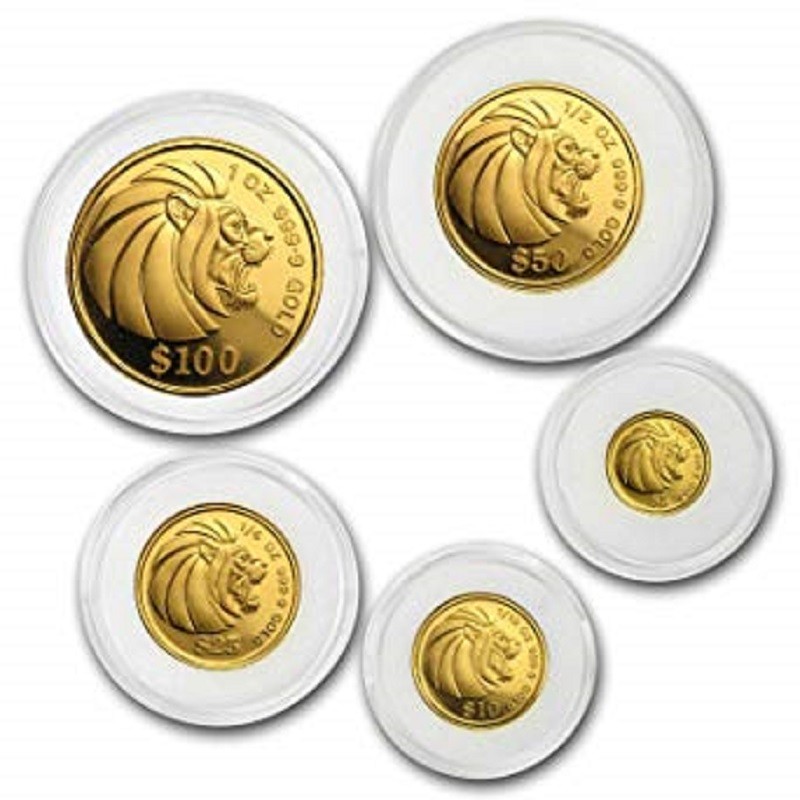 Набор из 5-ти золотых монет Сингапура 