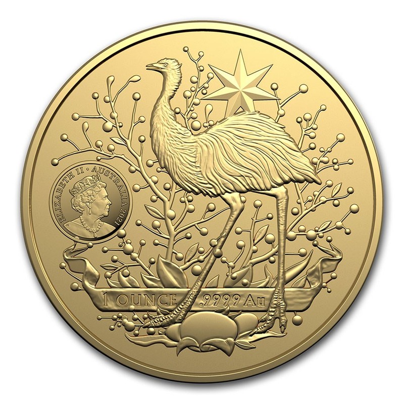 Золотая монета Австралии "Герб Австралии" 2021 г.в., 31.1 г чистого золота (Проба 0,9999)