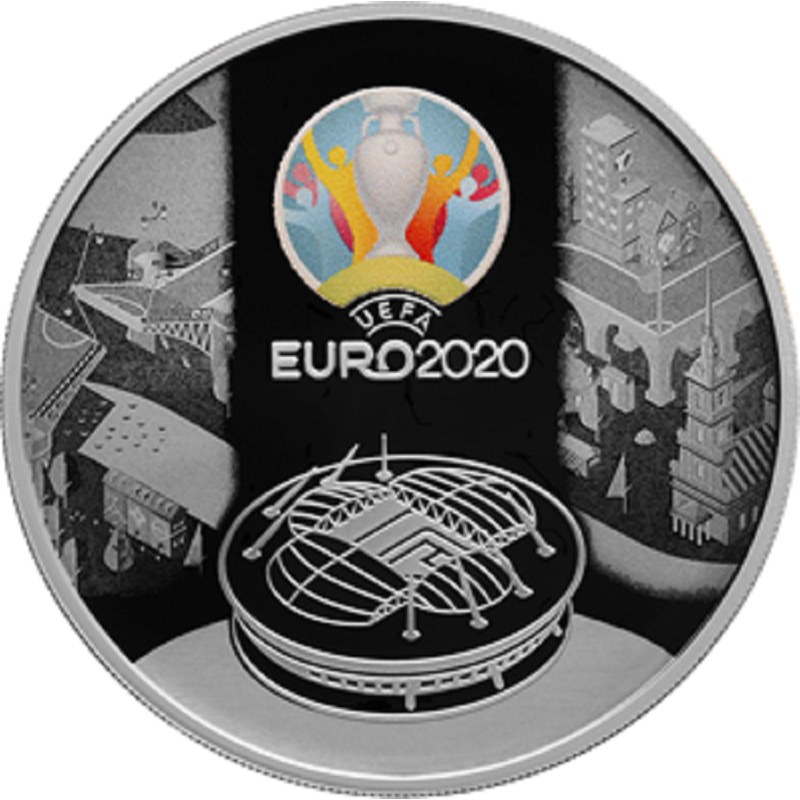 Серебряная монета России "Чемпионат Европы по футболу 2020 года (UEFA EURO 2020)" 2021 г.в., 31.1 г чистого серебра (Проба 0,925)