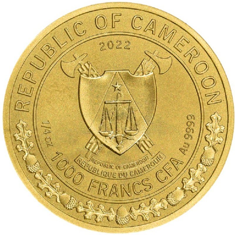 Золотая монета Камеруна "Вепрь" 2022 г.в., 7.78 г чистого золота (Проба 0,9999)