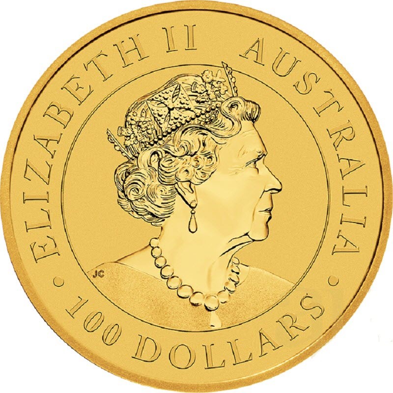 Золотая инвестиционная монета Австралии - Кенгуру 2022 г.в., 31.1 г чистого золота (проба 0,9999)