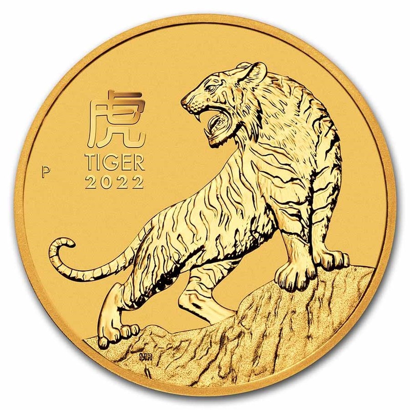 Золотая монета Австралии "Лунар III - Год Тигра" 2022 г.в., 7.78 г чистого золота (Проба 0,9999)
