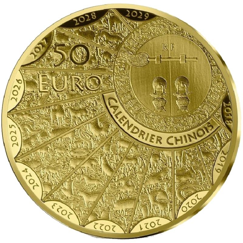 Золотая монета Франции "Год Тигра" 2022 г.в., 7.78 г чистого золота (Проба 0,999)