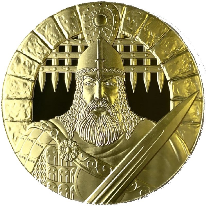 Золотая монета Камеруна "Вещий Олег" 2022 г.в., 31.1 г чистого золота (Проба 0,9999)