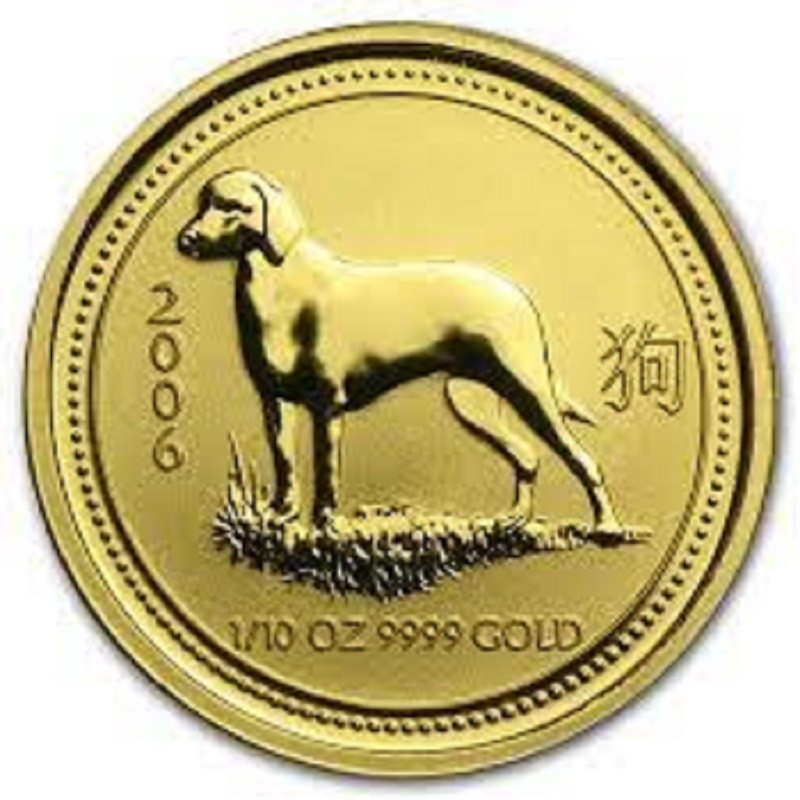 Золотая монета Австралии «Год Собаки» 2006 г.в., 3.11 г чистого золота (Проба 0.9999)