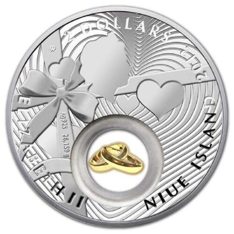 Серебряная монета Ниуэ "Свадебная монета" 2012 г.в., 26.16 г чистого серебра (Проба 0,925)