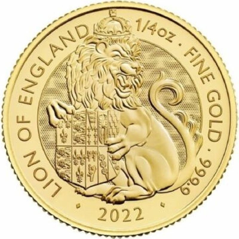 Золотая монета Великобритании "Королевские звери Тюдоров. Лев Англии" 2022 г.в., 7.78г чистого золота (Проба 0,9999)