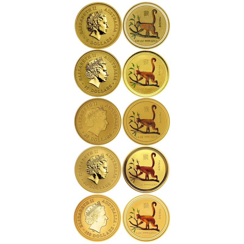 Набор из 5-ти золотых монет Австралии 
