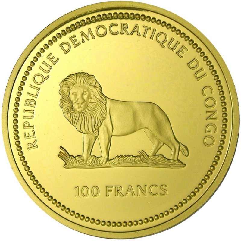Золотая монета Конго "Длинноголовая морская черепаха" 2003 г.в., 31.1 г чистого золота (Проба 0,9999)
