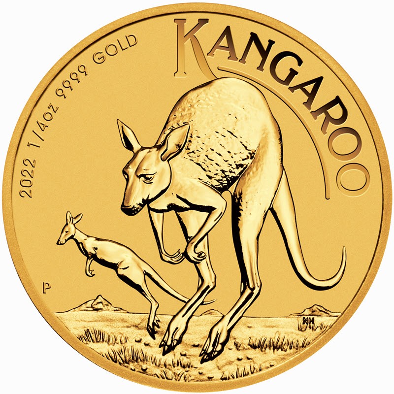Золотая монета Австралии «Кенгуру» 2022 г.в.,  7.78 г чистого золота (проба 0.9999)