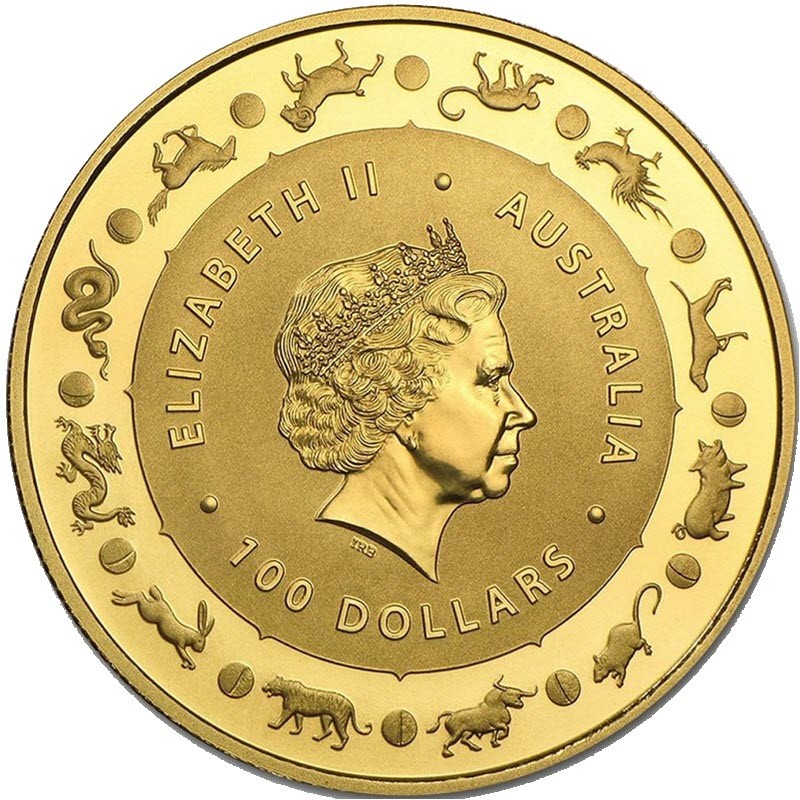 Комиссия: Золотая монета Австралии (Королевский монетный двор) «Год Свиньи» 2019 г.в., 31,1 г чистого золота (проба 0,9999)