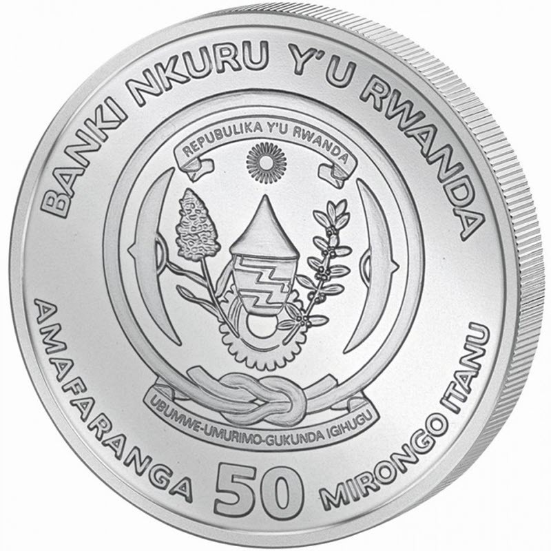Серебряная монета Руанды "Год Кролика" 2023 г.в., 31.1 г чистого серебра (Проба 0,999)