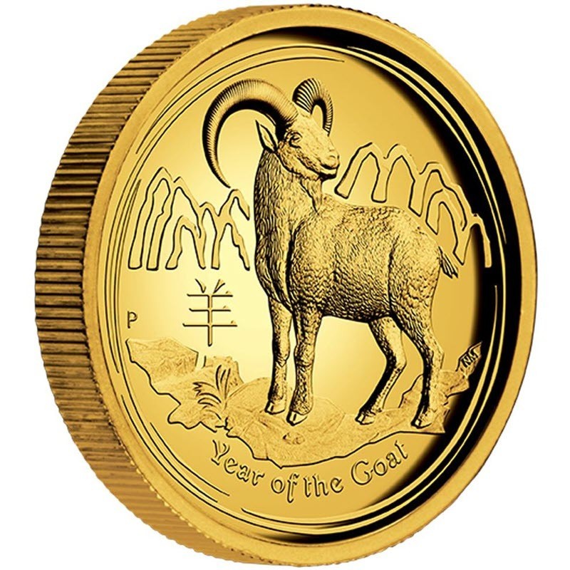 Комиссия: Золотая монета Австралии «Лунар II - Год Козы» 2015 г.в., 31,1 г чистого золота (проба 0,9999)