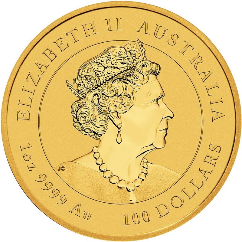 Золотая монета Австралии "Лунный календарь III - Год Кролика", 2023 г.в., 31.1 г чистого золота (Проба 9999)