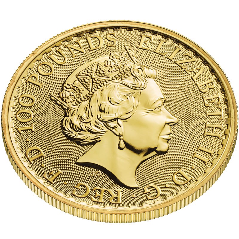 Золотая инвестиционная монета Великобритании "Британия" 2023 г.в., 31.1 г чистого золота (проба 9999)