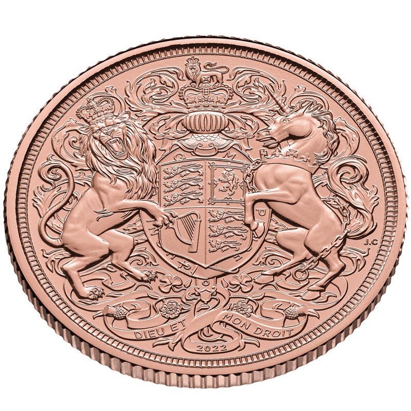 Золотая монета Великобритании "Соверен Чарльза III" 2023 г.в., 7.32 г чистого золота (проба 917)