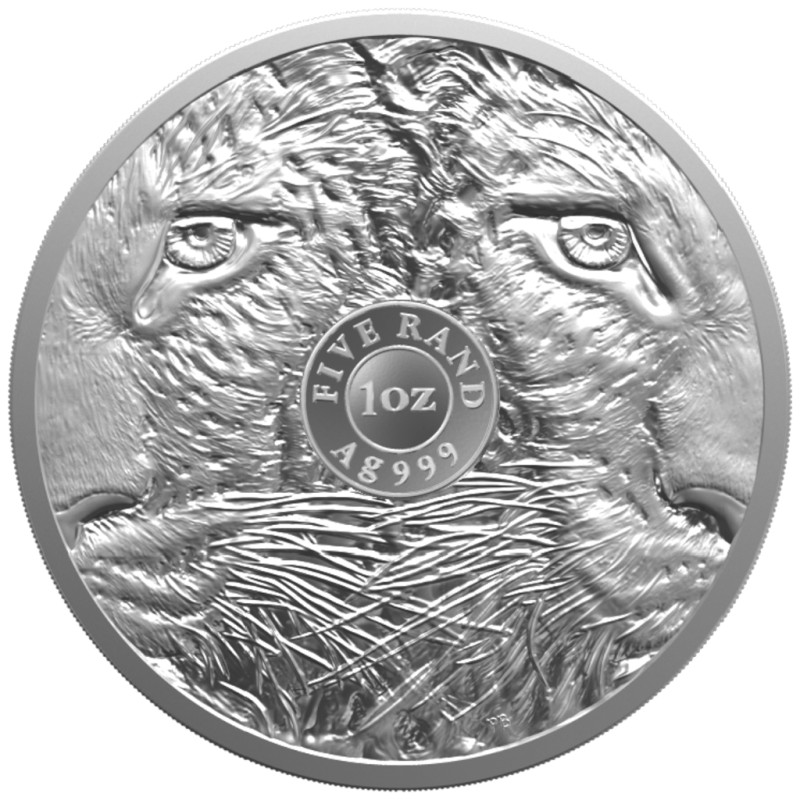Серебряная монета ЮАР "Большая пятерка - II: Леопард" 2023 г.в., 31.1 г чистого серебра (Проба 0,999)