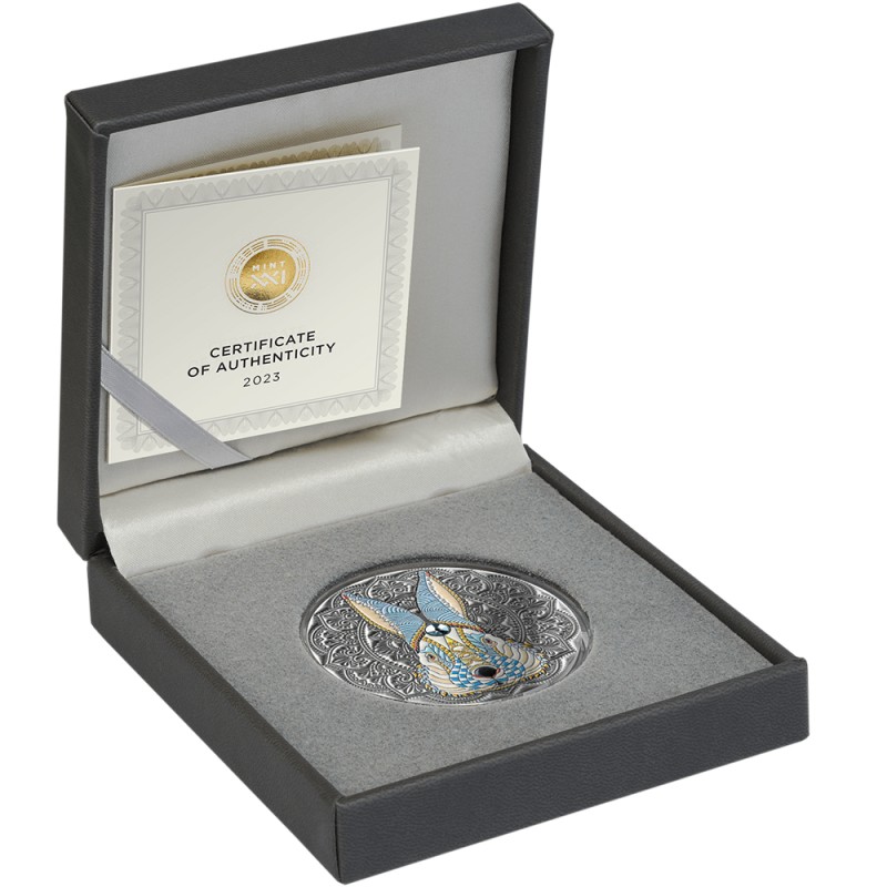 Серебряная монета Ниуэ "Искусство мандалы: Год Кролика" 2023 г.в., 62.2 г чистого серебра (Проба 0,999)
