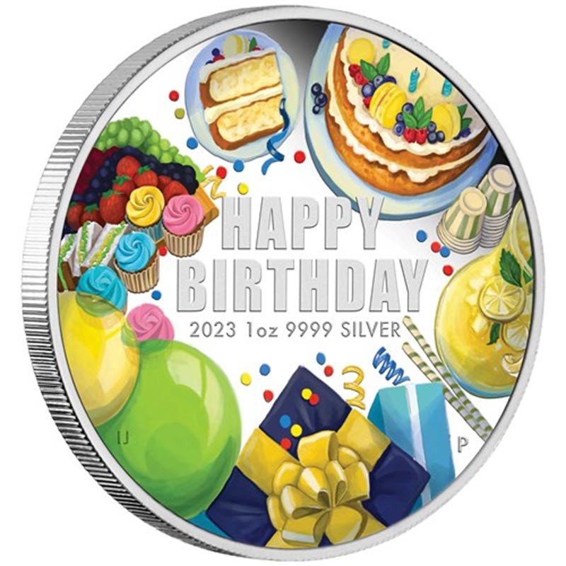 Серебряная монета Австралии "С днем рождения!" 2023 г.в., 31.1 г чистого серебра (проба 9999)