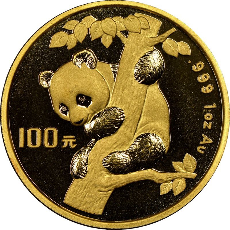 Золотая инвестиционная монета Китая - Панда 1996 г.в., 31.1 г чистого золота (проба 999)