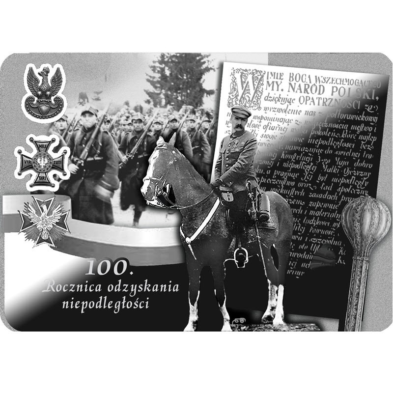 Серебряная монета Ниуэ «Юзеф Пилсудски - 100 лет независимости Польши» 2018 г.в., 62.2 г чистого серебра (проба 999)