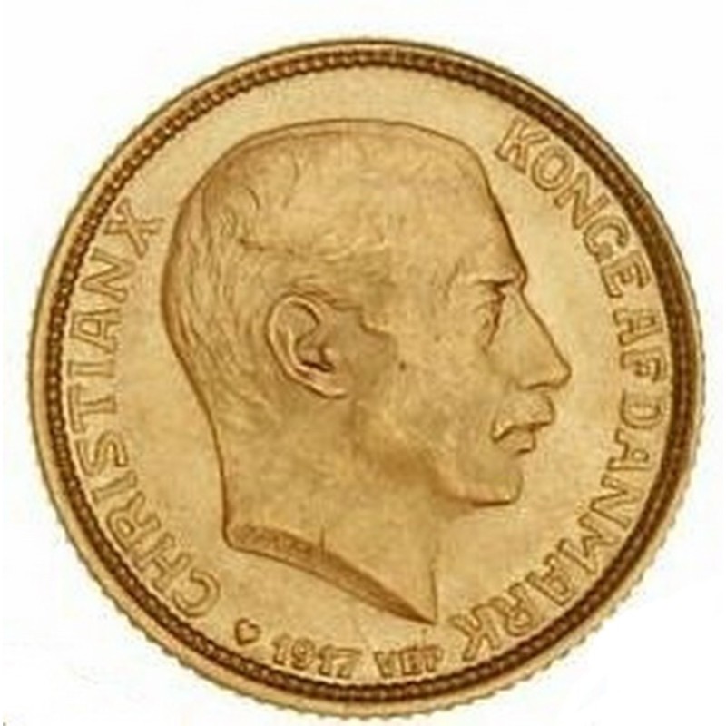 Золотая монета Дании «Кристиан X 10 крон» , 4.03 г чистого золота (проба 900)