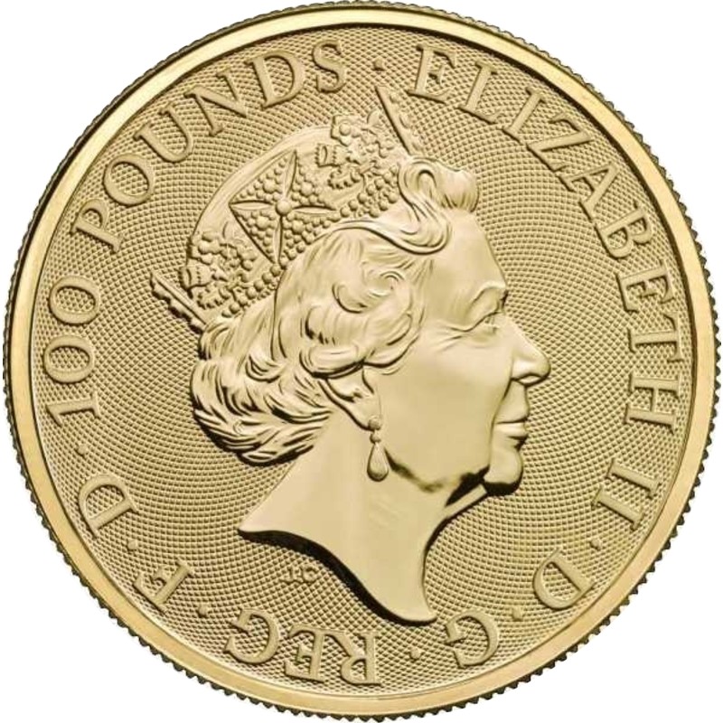 Золотая инвестиционная монета Великобритании - Единорог, 2018 г.в., 31.1 г чистого золота (проба 0,9999)
