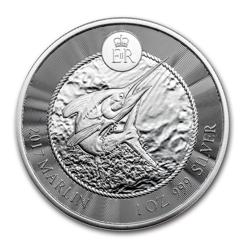 Серебряная монета Каймановых островов «Марлин» , 31.1 г чистого серебра (проба 0.999)