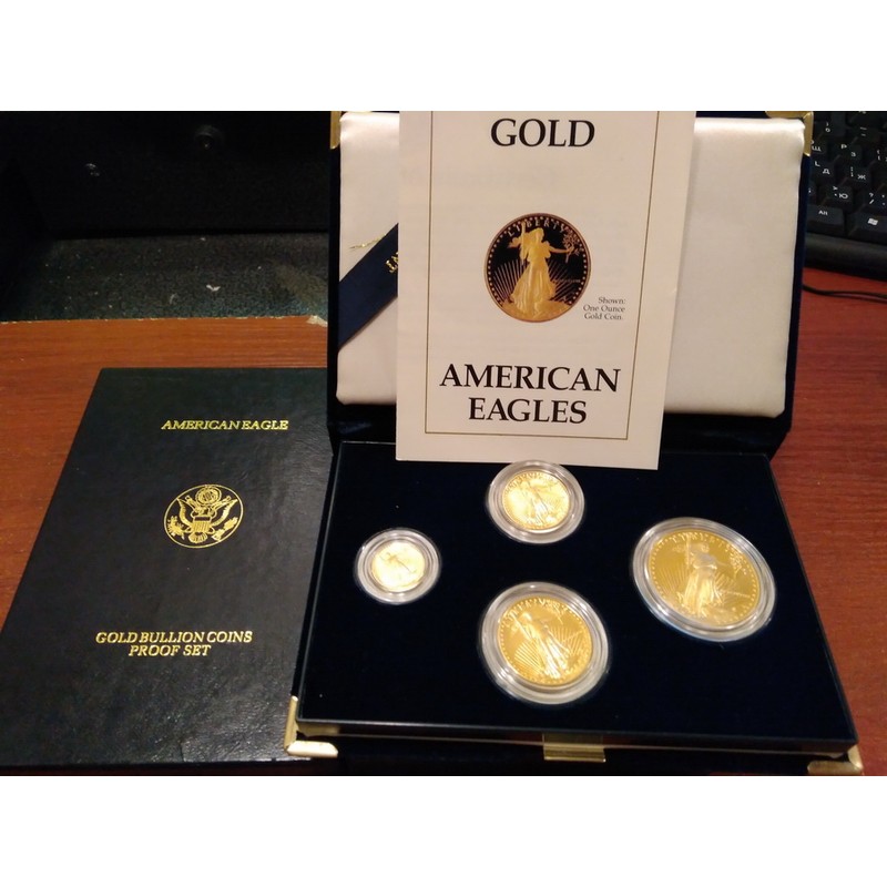 Набор из 4-х золотых монет «Американский Орел»  31.1 + 15.55 + 7.78 + 3.11 г чистого золота (проба 0.917)