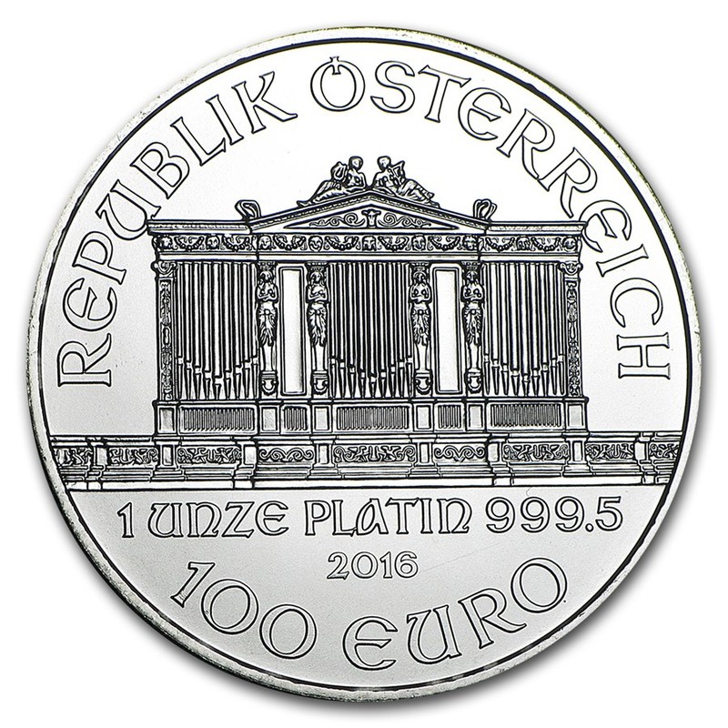 Платиновая монета Австрии - Венский Филармоникер, 1 унция чистой платины (проба 999,5)