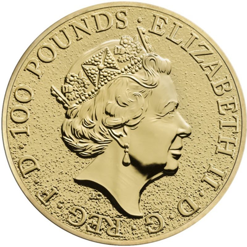 Золотая монета Великобритании - Лев Англии, 2016 г.в., 31.1 г чистого золота (проба 0,9999)