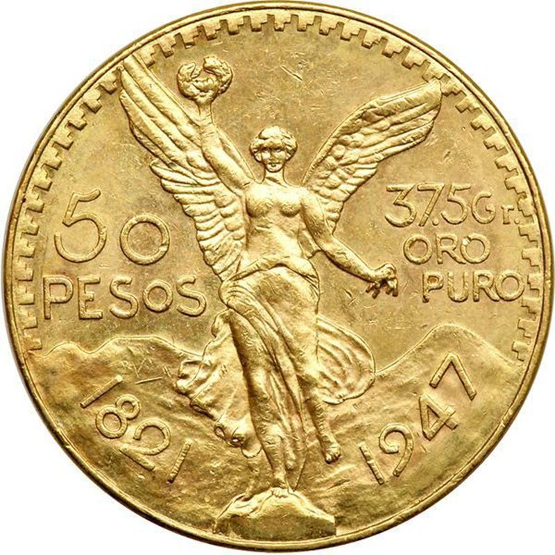 Золотая инвестиционная монета Мексиканские 50 Песо, 37,5 гр чистого золота (проба 0,900)