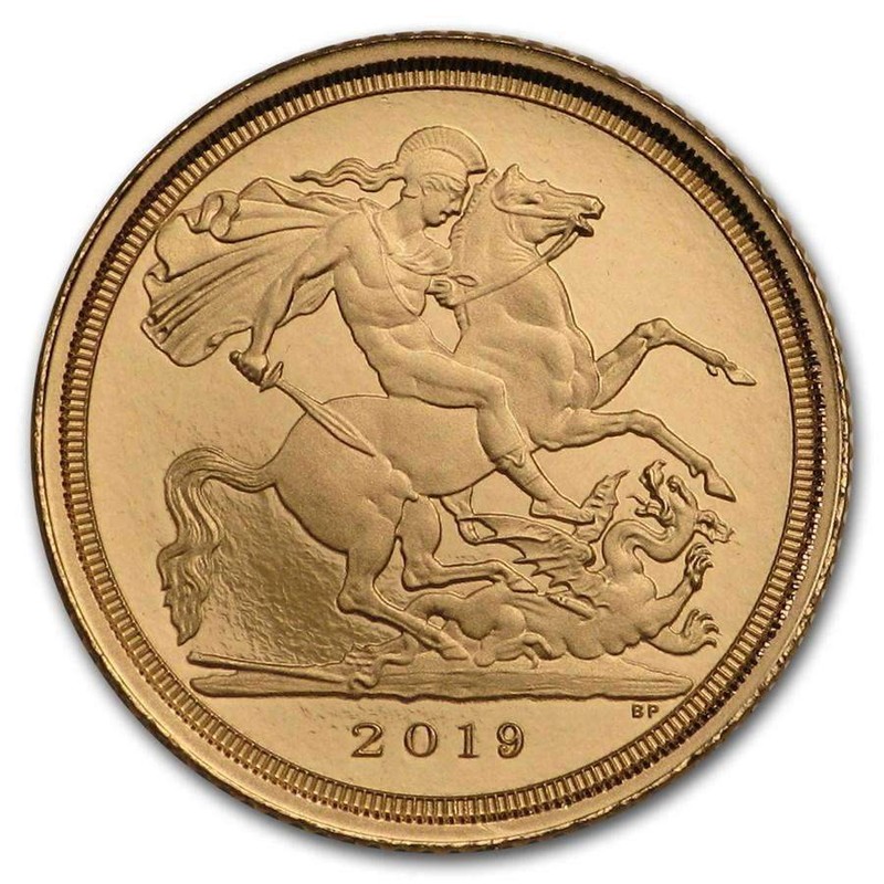 Золотая инвестиционная монета Великобритании - Соверен,  7.32 г чистого золота, проба 0.917