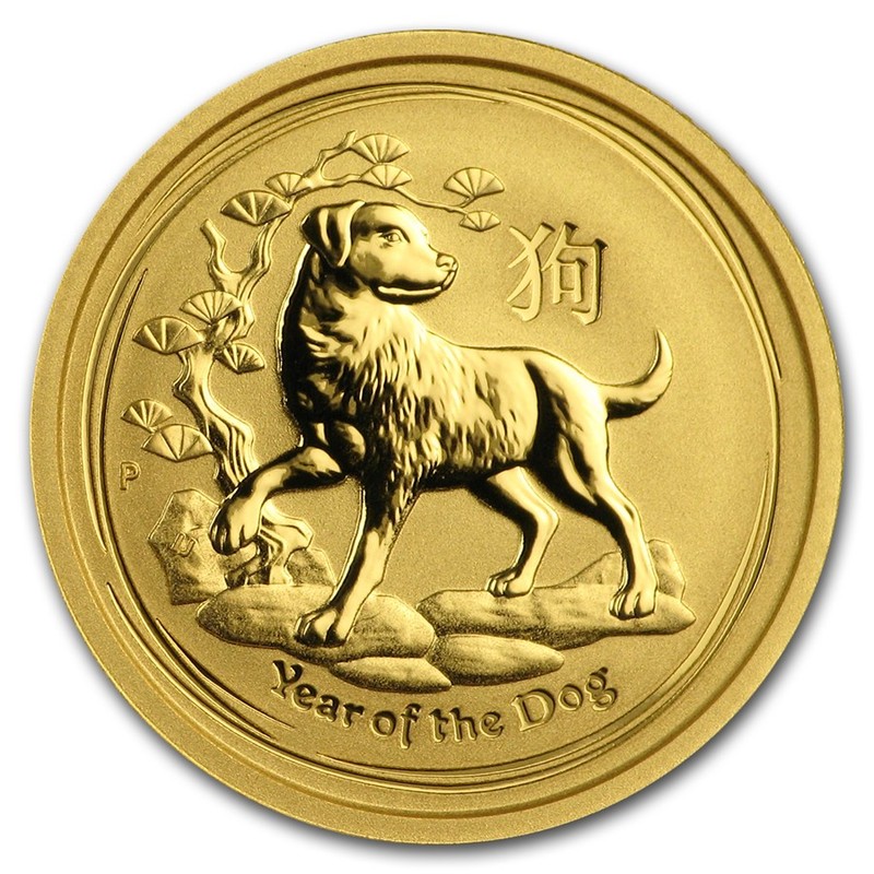 Золотая монета Австралии «Год Собаки» 2018 г.в., 3.11 г чистого золота (проба 0.9999)