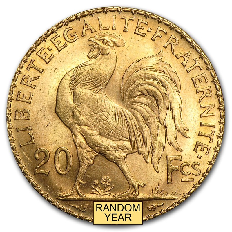Золотая монета Франции 20 франков 