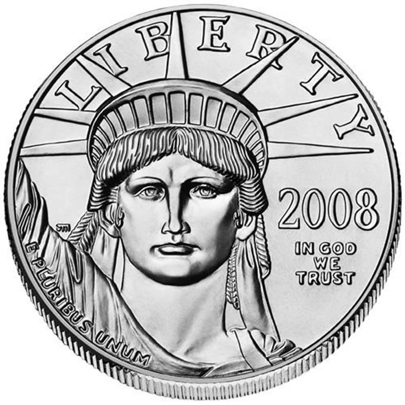 Платиновая монета США «Статуя Свободы», 31.1 г чистой платины (проба 0.9995)