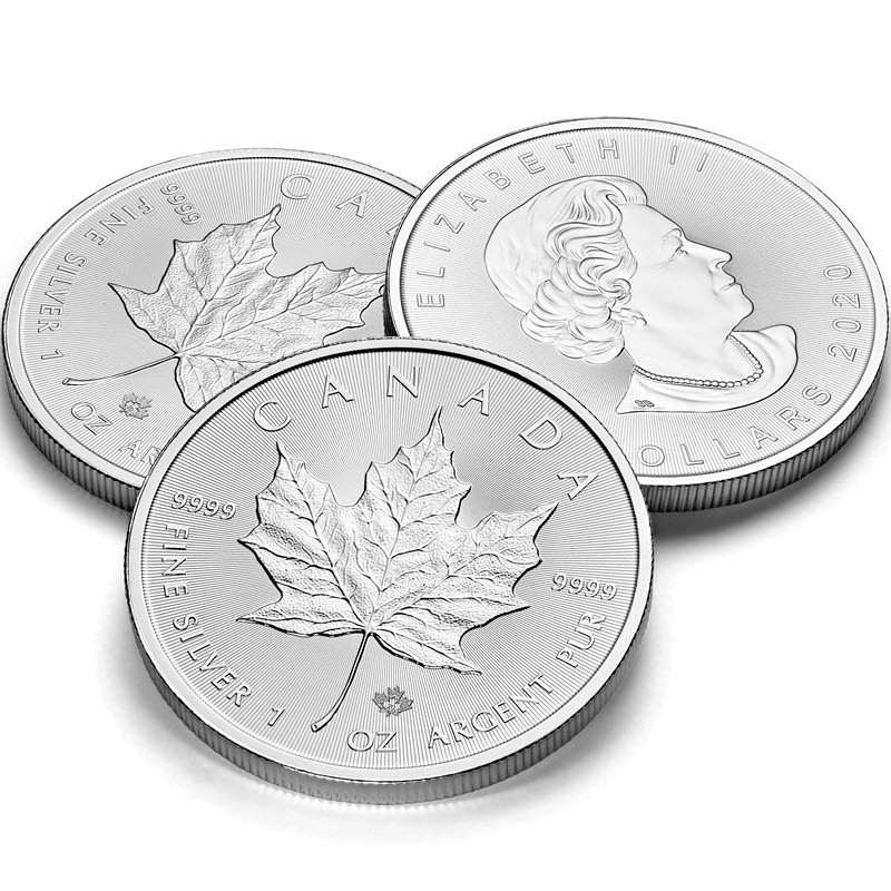 Серебряная инвестиционная монета канадский Кленовый лист 1 унция (31,1 г)