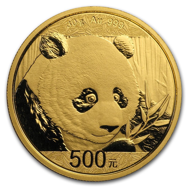 Золотая инвестиционная монета Китая - Панда 2018 г.в., 30 г чистого золота (проба 999)