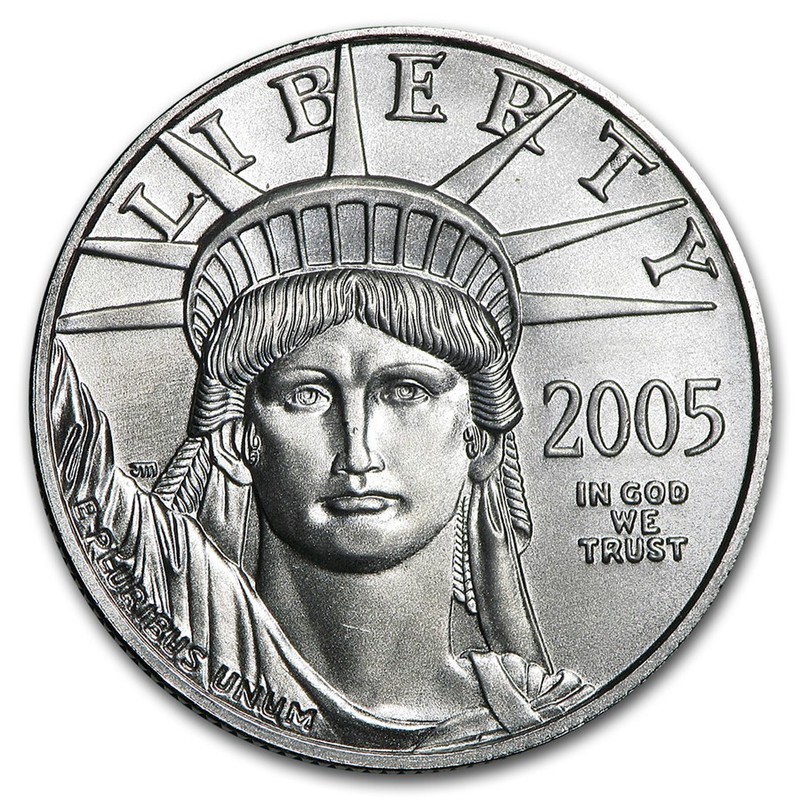 Платиновая монета США «Статуя Свободы», 15.5 г чистой платины (проба 0.9995)