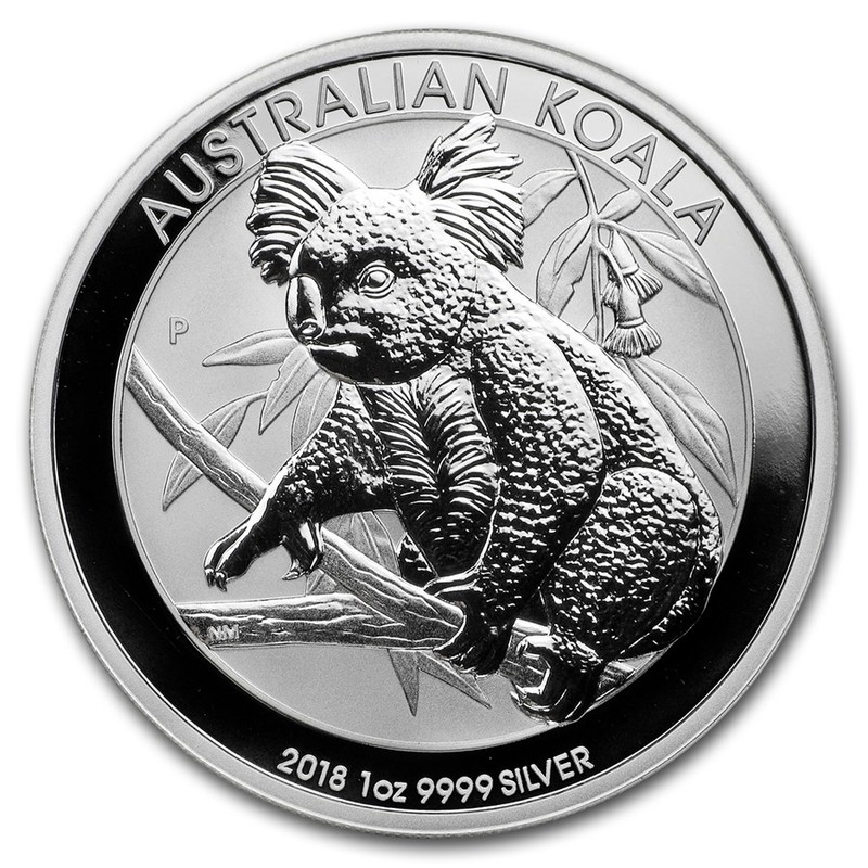 Серебряная монета Австралии «Коала» 2018 г.в., 31.1 г чистого серебра (Проба 0.999)