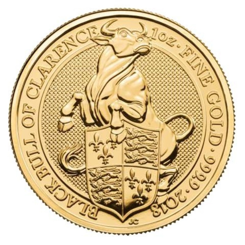 Золотая монета Великобритании «Черный бык» 2018 г.в., 31.1 г чистого золота (проба 0.9999)