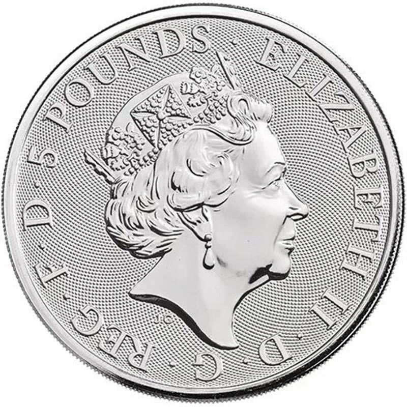 Серебряная монета Великобритании «Черный бык» 2018 г.в., 62.2 г чистого серебра (проба 0.9999)