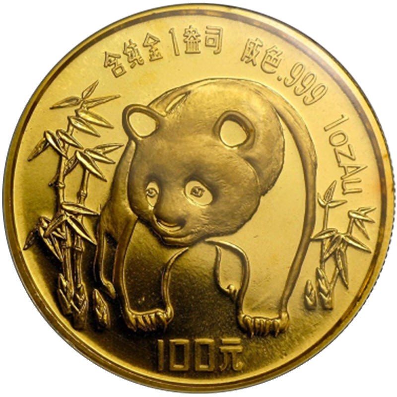 Золотая монета Китая «Панда» 1986 г.в., 31.1 г чистого золота (проба 0.999)
