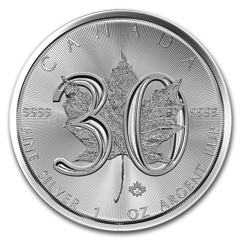 Юбилейная серебряная инвестиционная монета Канады 