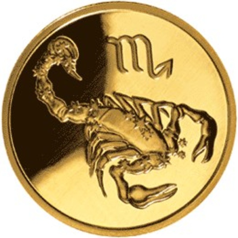 Золотая монета России "Знаки Зодиака - Скорпион" 2003 г.в., 7.78 г чистого золота (проба 0,999)